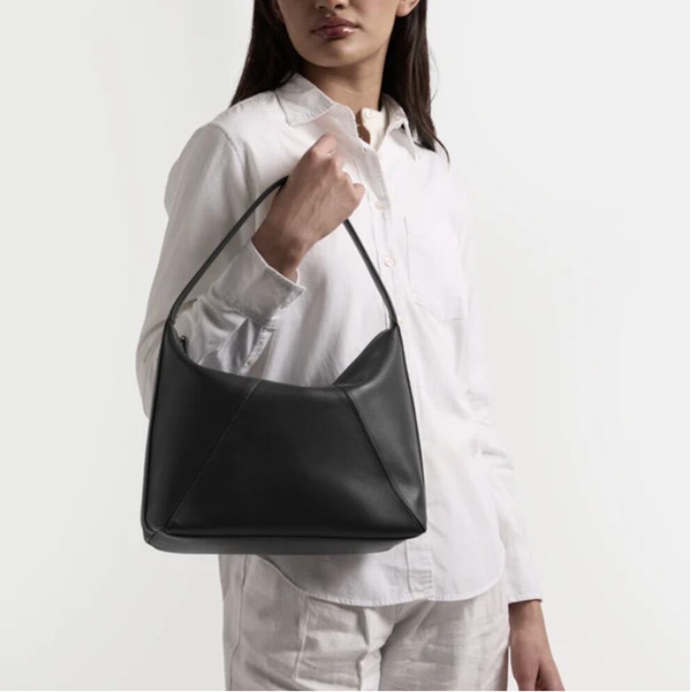 Leatherology Ciera Petite Hobo Bag Black Onyx Full Grain Leather Shoulder